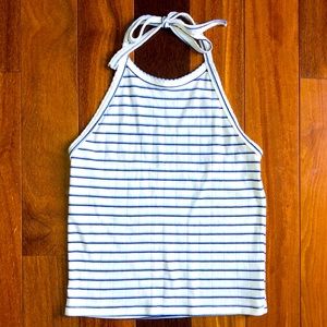 American Eagle small top white with blue stripes